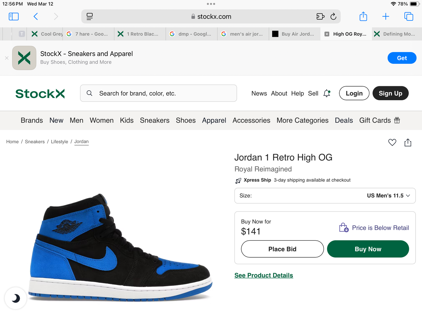 Jordan 1 Retro Hi OG Reimagined Royal